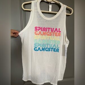 Spiritual Gangster Cream Tee with Colorful Logo